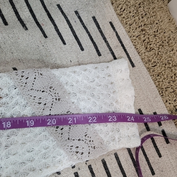 NICK & MO GOLDEN MUSTARD YELLOW RIBBED CARDIGAN W LACE & CROCHET LACE, sz M/L - Picture 14 of 16